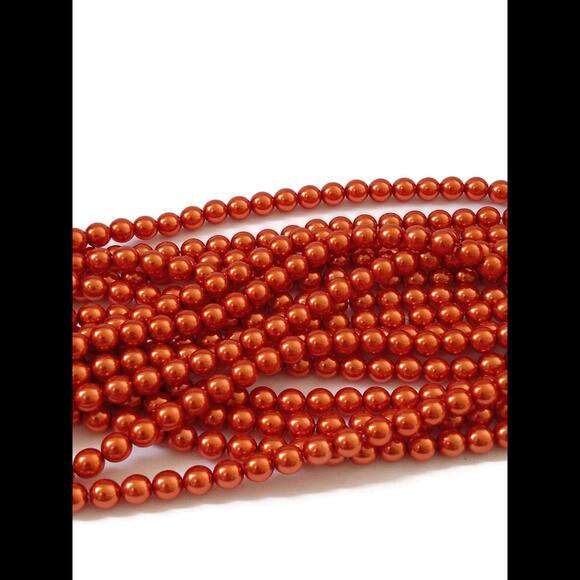 Czech 6mm Glass Pearl Copper Beads - - Picture 2 of 5